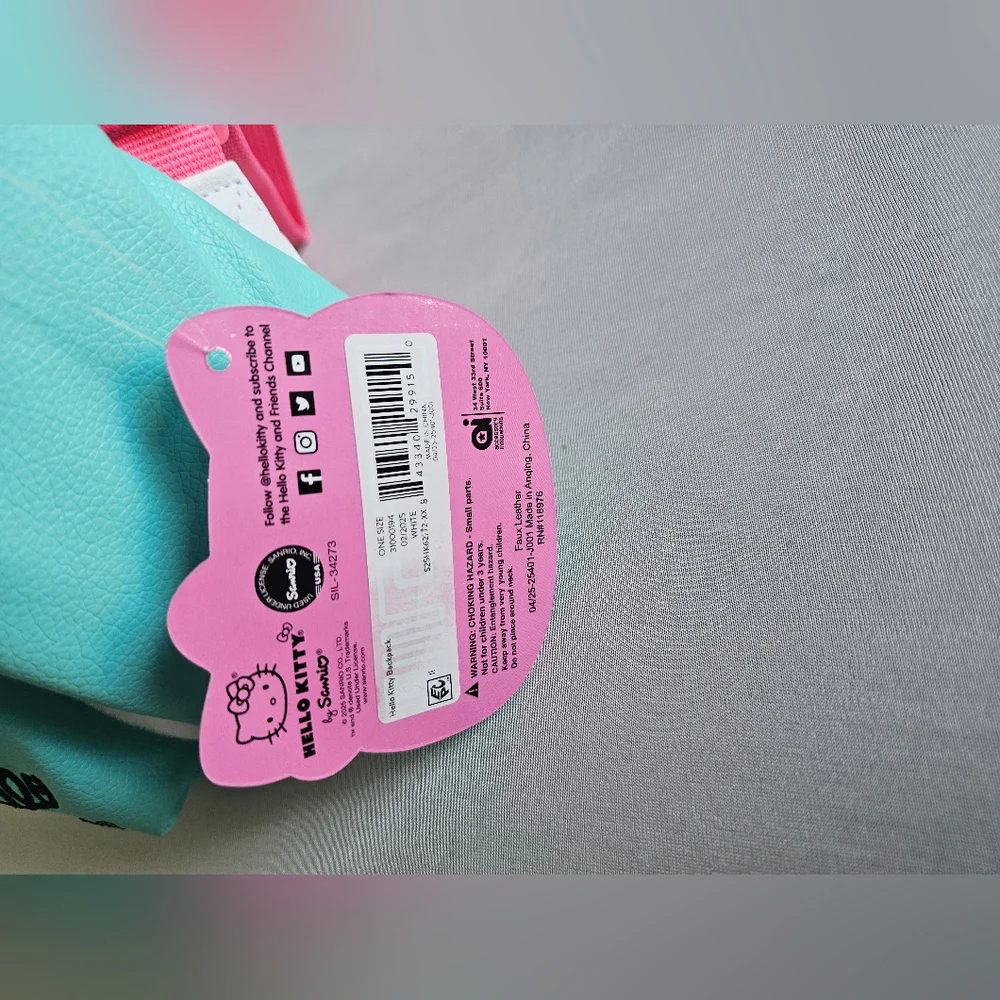 Sanrio Hello Kitty Kids Plush Backpack - White, Pink & Teal
